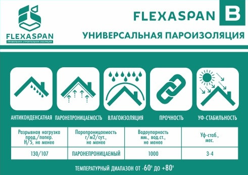 Пароизоляция FLEXASPAN B в рулонах по 60 м2